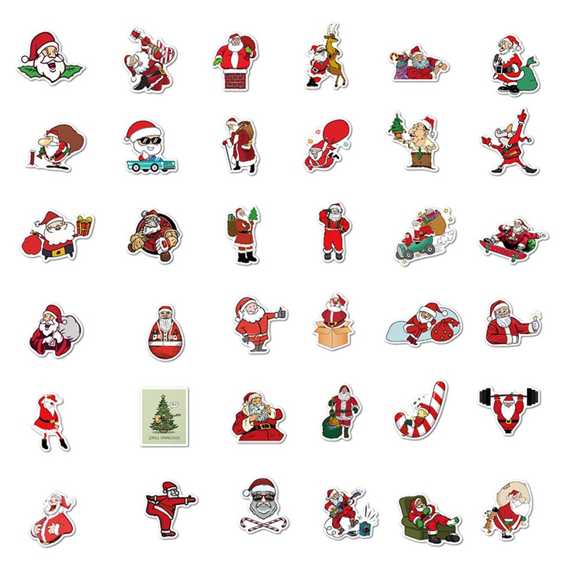50pcs Colorful Christmas sticker Kawaii Santa Claus/Snowman/Christmas Tree Notebook Planner very thin / New Year Gift Stickers