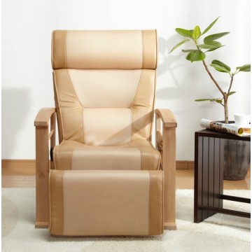 Height Adjustable Leather Recliner With Pull Out Stool Living Room Modern Reclining Sofa Chair Armchair Furniture For Elderly