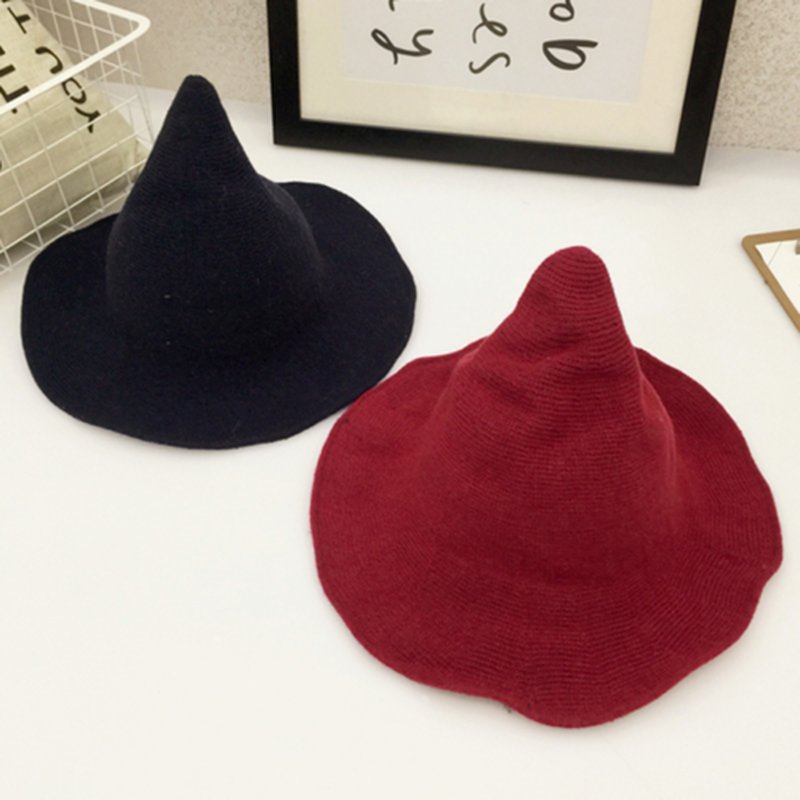 1 Piece Modern Halloween Witch Hat Woolen Women Lady Made From Fashionable Sheep Wool Halloween Party Hat