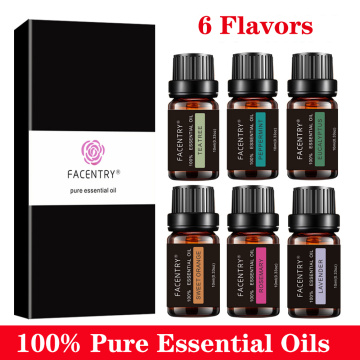 6 Flavors 100% Pure and Therapeutic Grade Essential Oils Lavender Orange Peppermint Eucalyptus TeaTree Rosemary