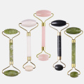 2 In 1 Green or Pink Roller and Gua Sha Tools Set By Natural Jade Scraper Massager with Stones for Face Neck Back and Jawline