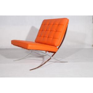 Orange Leather Barcelona Pavilion Chair Reproduction