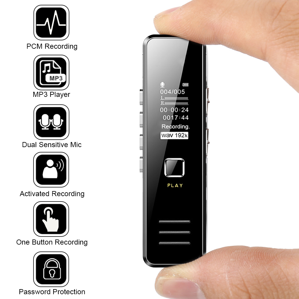 Mini Digital Voice Recorder Pen192kbps 20 hours Recording MP3 Playing Mini Voice Recorder No Memory Support 32GB TF Card