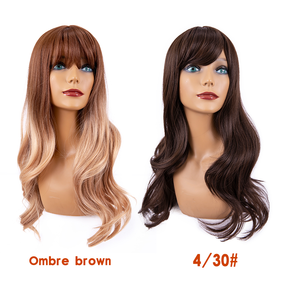 Fashion Ombre Brown Long Water Wavy Synthetic Wig