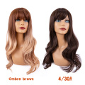 Fashion Ombre Brown Long Water Wavy Synthetic Wig
