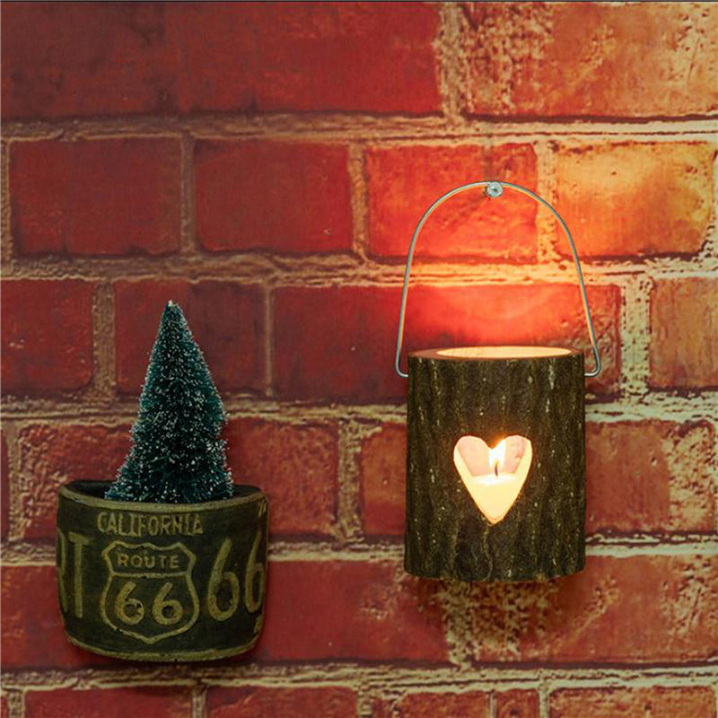 Rustic Log Lantern, Wooden Candle Holder, Wood Candleholders, Vintage Christmas Decoration, Home Wedding Party Table Decor