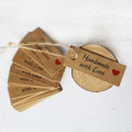 100pcs Kraft Paper Tags with Strings Handmade with Love Hang Tags Garment Tags for Candy/Gift/Cookies Display Packing Label Card