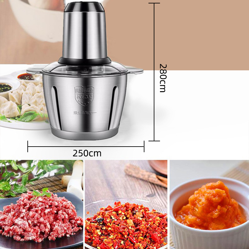 saengQ 2 Speeds 300W Stainless Steel Electric Chopper 3L Capacity Meat Grinder Mincer Processor Slicer electric food chopper