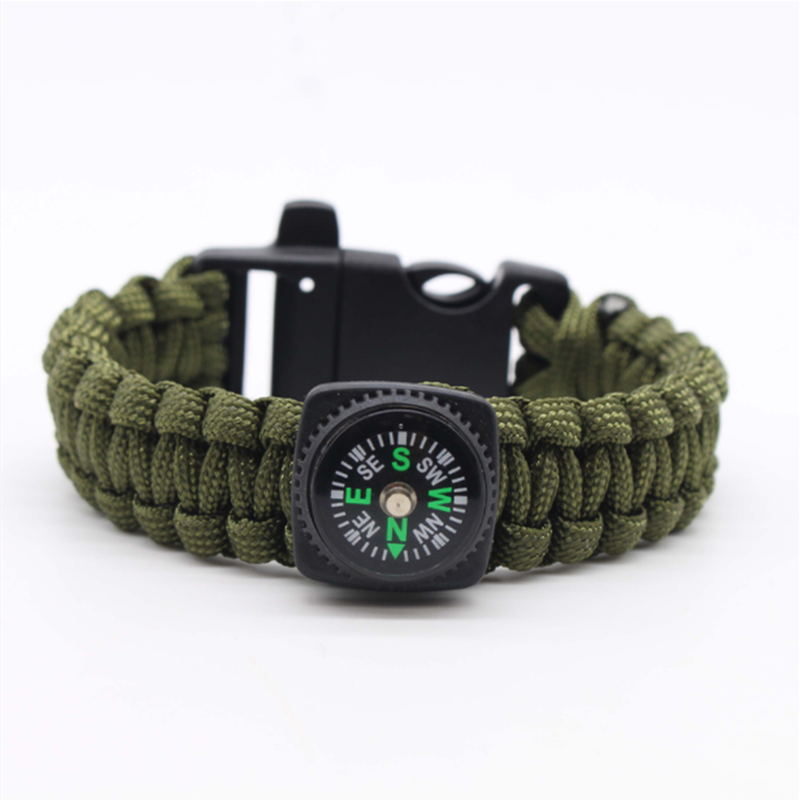 MKENDN Outdoor style Camping Parachute cord compass Survival Anchor Bracelet With Whistle Men Women with Black Sport Buckle