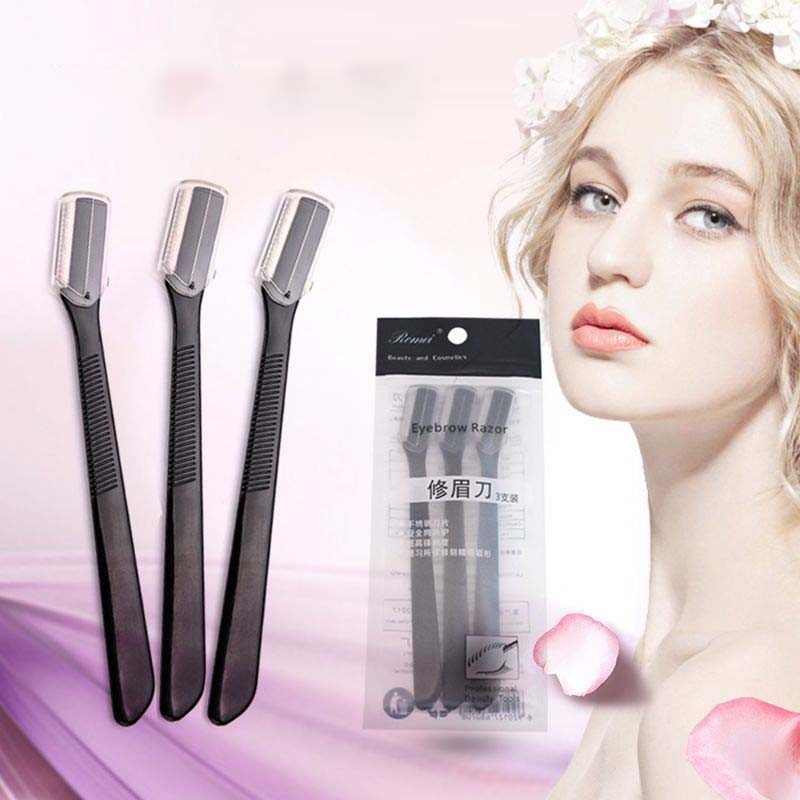 3pcs/set Eyebrow Trimmer with Cover Safe Eyebrow Razor Shaving Eyebrow Stainless Steel Blade Eye Brow Shaper Beauty Makeup Tools