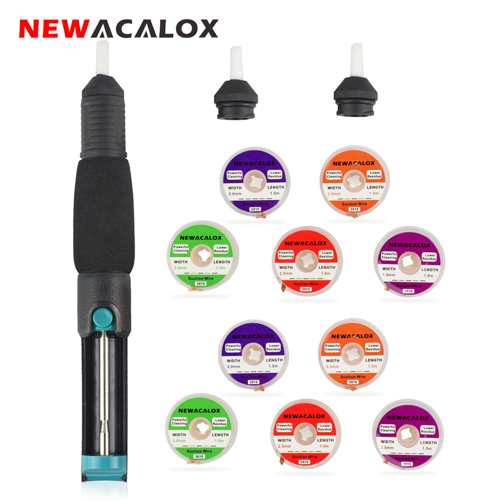 NEWACALOX 10Pcs 1.5/2.0/2.5/3.0/3.5mm Suction Tin Wire Desoldering Wire Desoldering Pump Solder Sucker for PCB Tin Remove