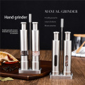 Manual Salt and Pepper Grinder Set Thumb Push Pepper Mill Stainless Steel Spice Sauce Grinders With Metal Holder Kitchen Tool