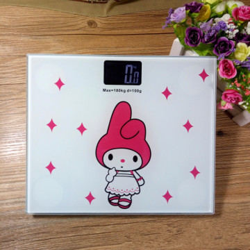 My Melody Action Figure Cute Cartoon Tempered Glass Smart Electronic LED Digital Body Weight Scale body Balance Weighing scale