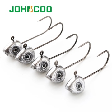 JOHNCOO 10pcs Mini Jig Head Hook 0.5g 1g 2g 3g 4g 5g Jigging Lead Hook Rockfish Game Soft Bait Hook Carbon Steel Treble Hooks