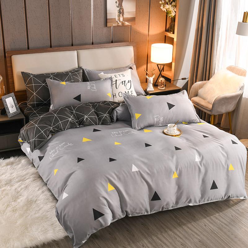 Gray Duvet Cover Set 240x210 Pillowcase 3Pcs,220x240 Quilt Cover,Extra Large,Geometric Patterns Bedding Set