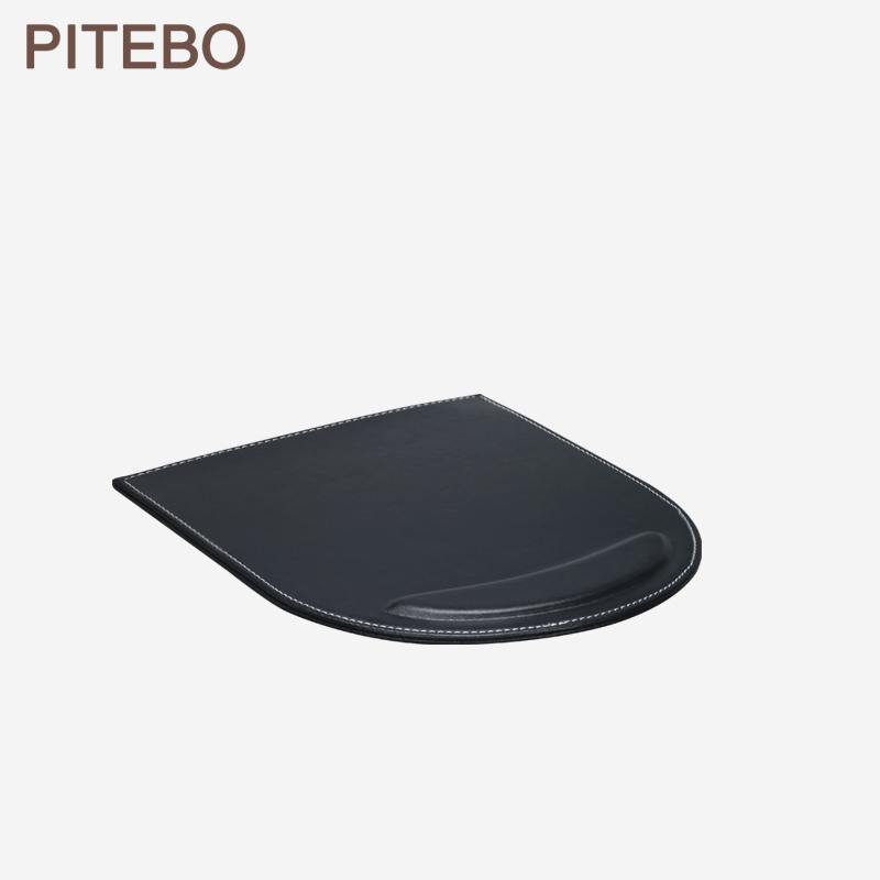 PITEBO Mouse Pad High Quality Luxury Leather Waterproof Non Slip For Office Business With Wrist Rest Built In Silicone Mouse Pad