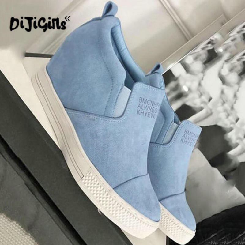 women ankle boots wedge shoes woman high heels pumps height incleasing booties sapato feminino zapatos de mujer casual dropship