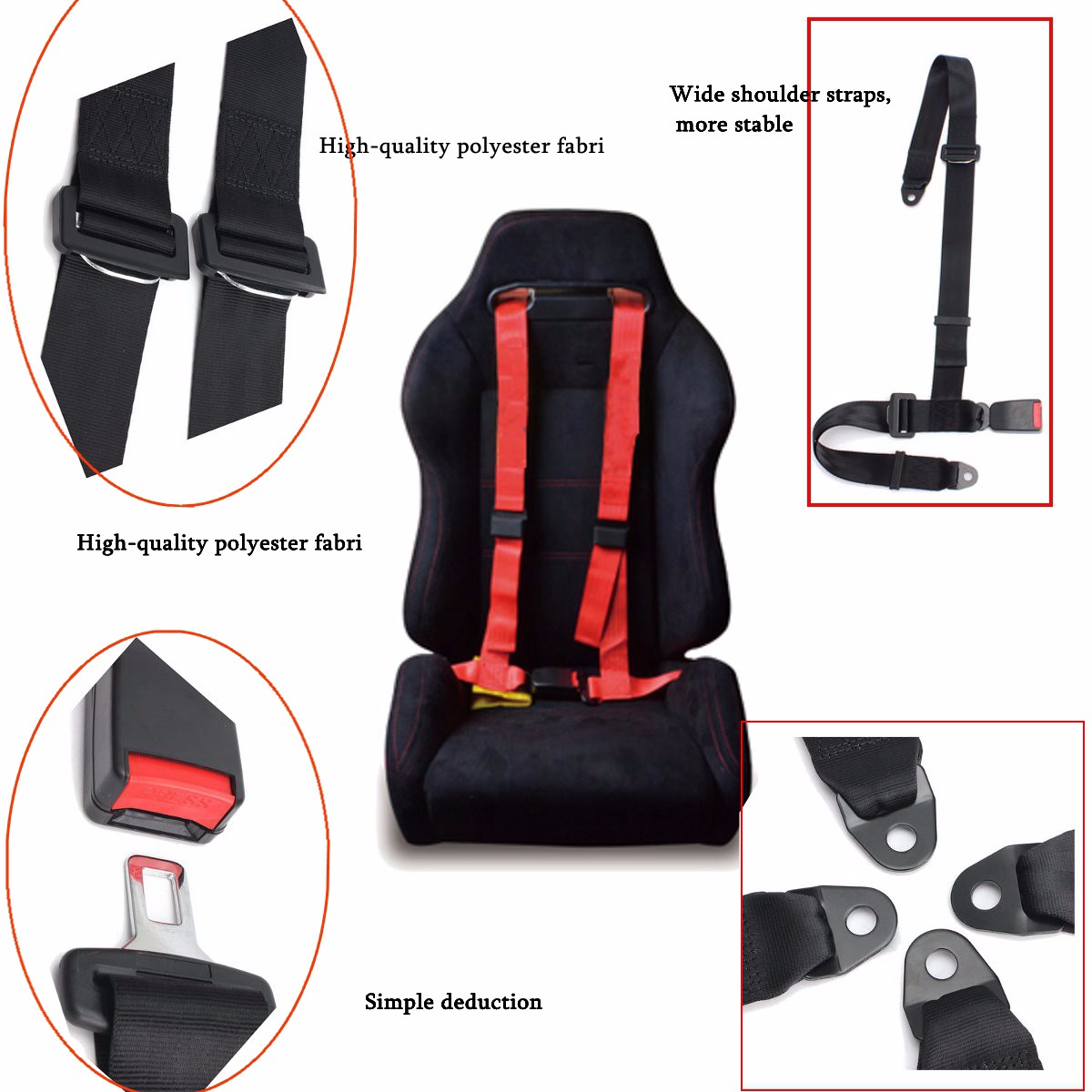 Sport racing car harness safety seatbelt 3 4 point fixing mounting quick release