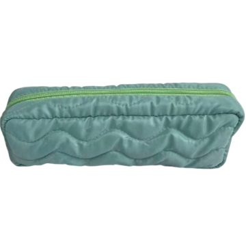 Wave Quilted Fabric Slim Zipper Pencil Storage Bag