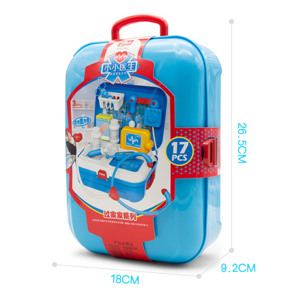 17pcs Simulation Doctor Kit Medical Equiment Tools Kids Pretend Play Toys Portable Plastic Medicine Box Doctor Toys for Children