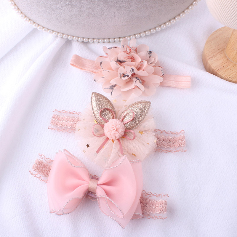 3Pcs/Set Baby Girl Headbands Ribbon Elastic Hair Bands Headdress Kids Hairband Lace Bow Flower Baby Headband Hair Accessories