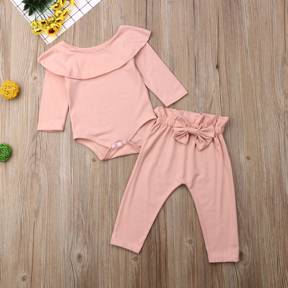 newborn baby girl two pieces set ruffle collar long sleeve top pant suit infant children girl clothing set