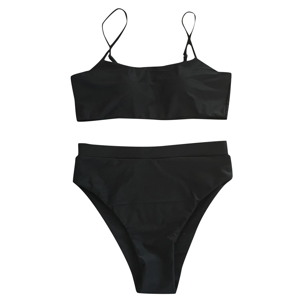 Womens Bandeau Bandage Solid Gray Orange Beige Bikini Sets Push-Up Brazilian Two Pieces Brief Swimwear Beachwear Swimsuit#N