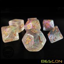 Bescon Shimmery Dice Set Rose-Golden, RPG 7-dice Set in Brick Box Packing