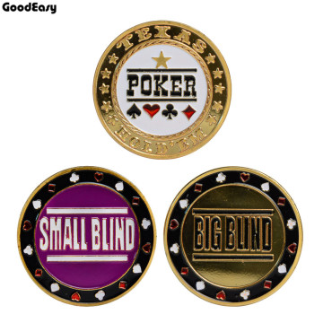 3PCS Casino Metal Texas Poker Chips Black Jack Coins Set Metal Poker DEALER+SMALL BLIND+BIG BLIND Button Accessories