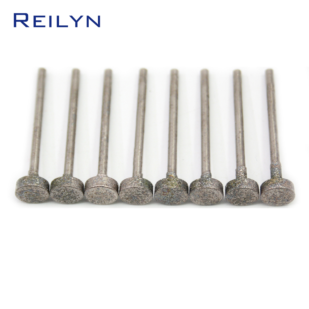 2.35mm shank Fine grade E-Type Flat end Diamond abrasive bits jade grinding burr teeth dental machine abrasives 3/4/5/6/8mm