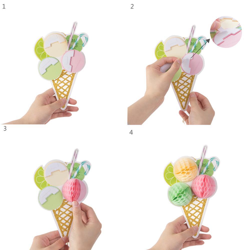 Ice Cream Party Honeycomb Ice Cream Cone Hanging Decoration Kids Birthday Party Summer Baby Shower Girl