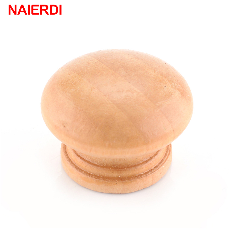 NAIERDI 10pcs Natural Wooden Cabinet Pulls Cabinet Drawer Wardrobe Door Knob Pull Handle Hardware Circle Handles Hardware