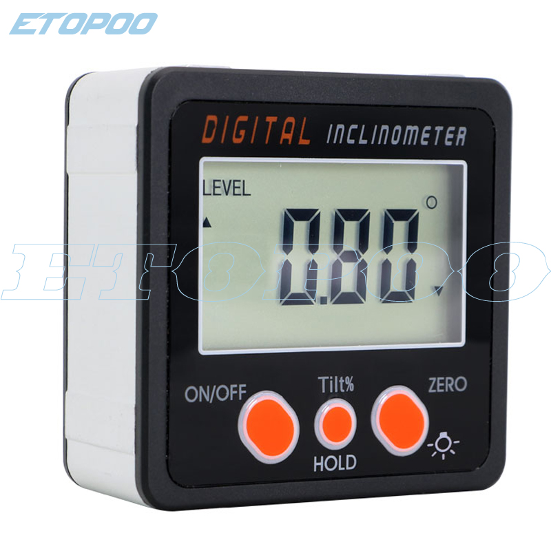 Magnetic Angle Finder Angle Gauge Protractor Inclinometer Clinometer hold function Bevel Box with Digital LCD backlight