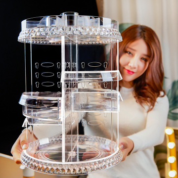 New Large Cosmetic Drawer Storage Box Dressing Table Makeup Organizer Lipstick Rack Rotating Acrylic Transparent Plastic Shelf