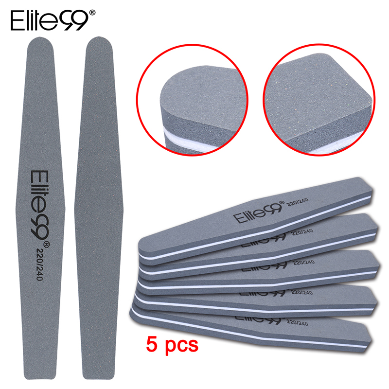 Elite99 5 x Nail Files Sanding 220/240 Curve Nail Art Sanding File Bar for Nail Art Tips Manicure Accesssories