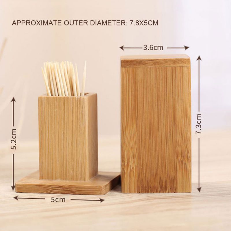 Bamboo Toothpick Box With Square Cover Tank Toothpick Holders Home Kitchen Tools Bamboo Toothpick Holder