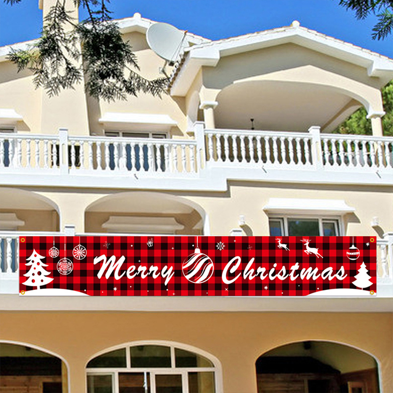 Merry Christmas Banner Large Xmas Sign Holiday Decorations Huge Xmas House Home Outdoor Party Decoration Flags Banners