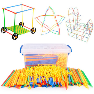 4D Straw Building Blocks Plastic Stitching Inserted Construction Assembled Blocks Bricks Educational Toys for Children Gift