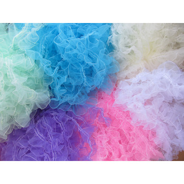 5cm Wide Color Organza Pleated Tulle Lace Fabric DIY Clothing Skirt Toy Doll Clothes Decoration Bouquet Bow Packaging Material