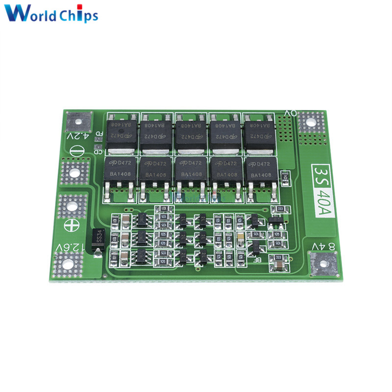 3S 40A 11.1V 12.6V 18650 Lithium Battery Charger Protection Board PCB BMS for Drill 40A Current Lipo Cell Module Enhance Version