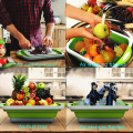 Folding Cutting Board Multifunctional Foldable Chopping Blocks Vegetable Fruit Storage Basket 3 Layers for Kitchen Home Living