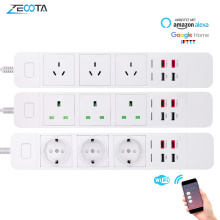 WiFi Smart Power Strip Outlet Extension Socket with USB Type-c Surge Protection Intelligent Plug Remote for Alexa Google Home