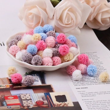 60-120Pcs 15mm Korea Lace Ball DIY Gauze Elastic Flower Pompoms Craft Plush Mesh Pendant For Hairpins Jewelry Making Accessories