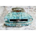 Ancient Antique Old Car Oil Painting on Canvas