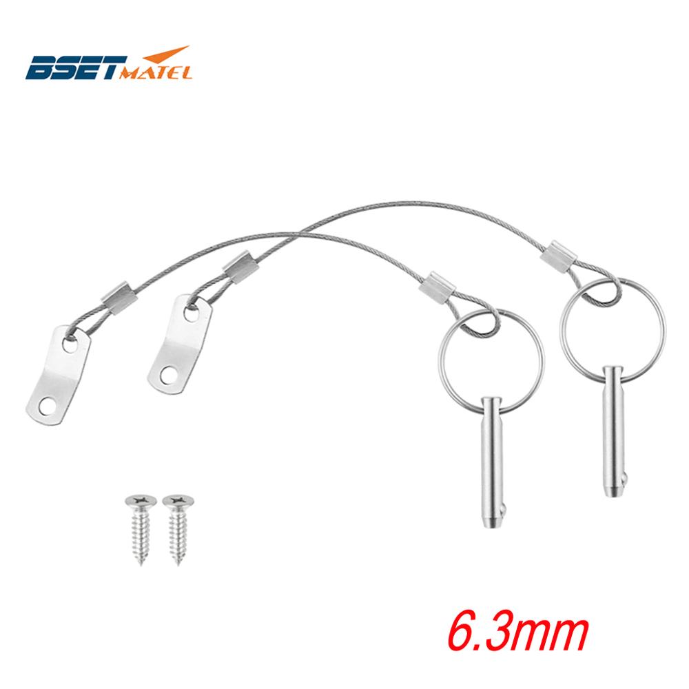 2PCS 6.3mm Stainless Steel 316Quick Release Pin with Lanyard for Boat Bimini Top Deck Hinge Marine hardware