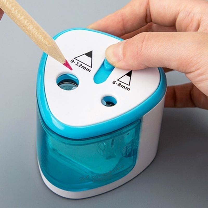 Battery Operated Pencil Sharpener W/2 Holes 6-8mm and 9-12mm Electric Sharpener Auto-Stop Pencil Charpener
