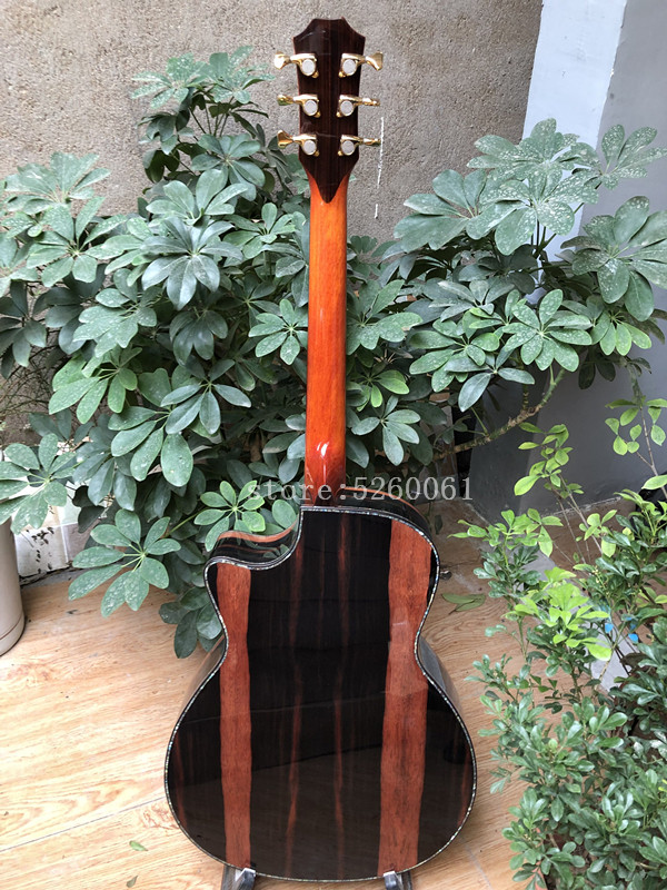 Factory customized Chaylor PS14 acoustic guitar, solid red cedar top, ebony fingerboard, real abalone binding and inlay