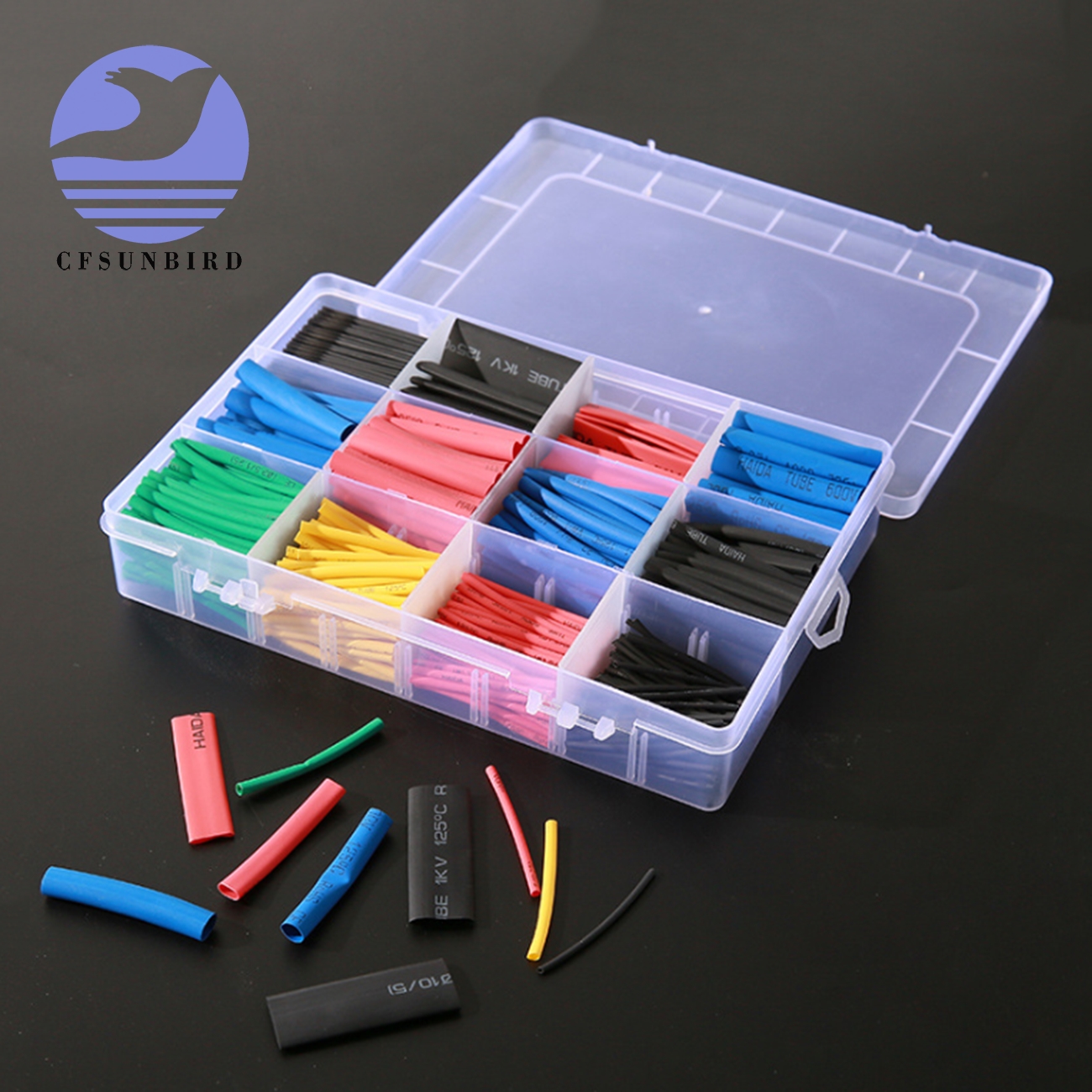 560 Pcs Heat Shrink Tubing 2:1 Electrical Wire Cable Wrap Assortment Electric Insulation Tube Kit With Box