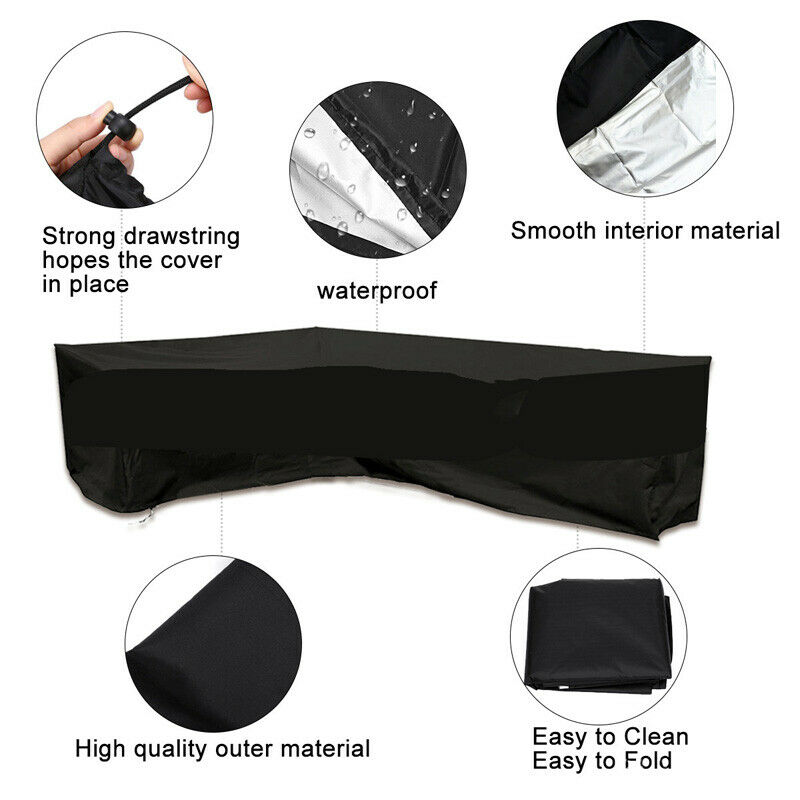 Waterproof L Shape Furniture Cover Outdoor Garden Patio Rattan Sofa Dustproof V Shaped Mold Resistant Cover