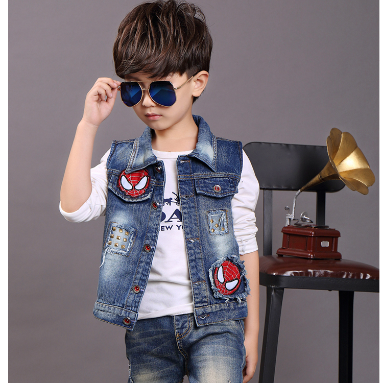 Children's clothing boy denim vest children spring and autumn waistcoat Korean casual jacket children's vest 3-8 years